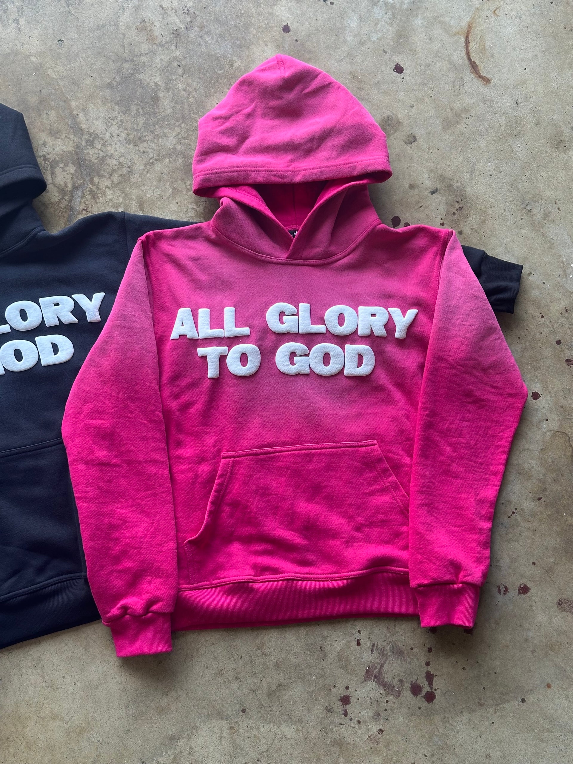 ALL GLORY TO GOD HOODIE PINK