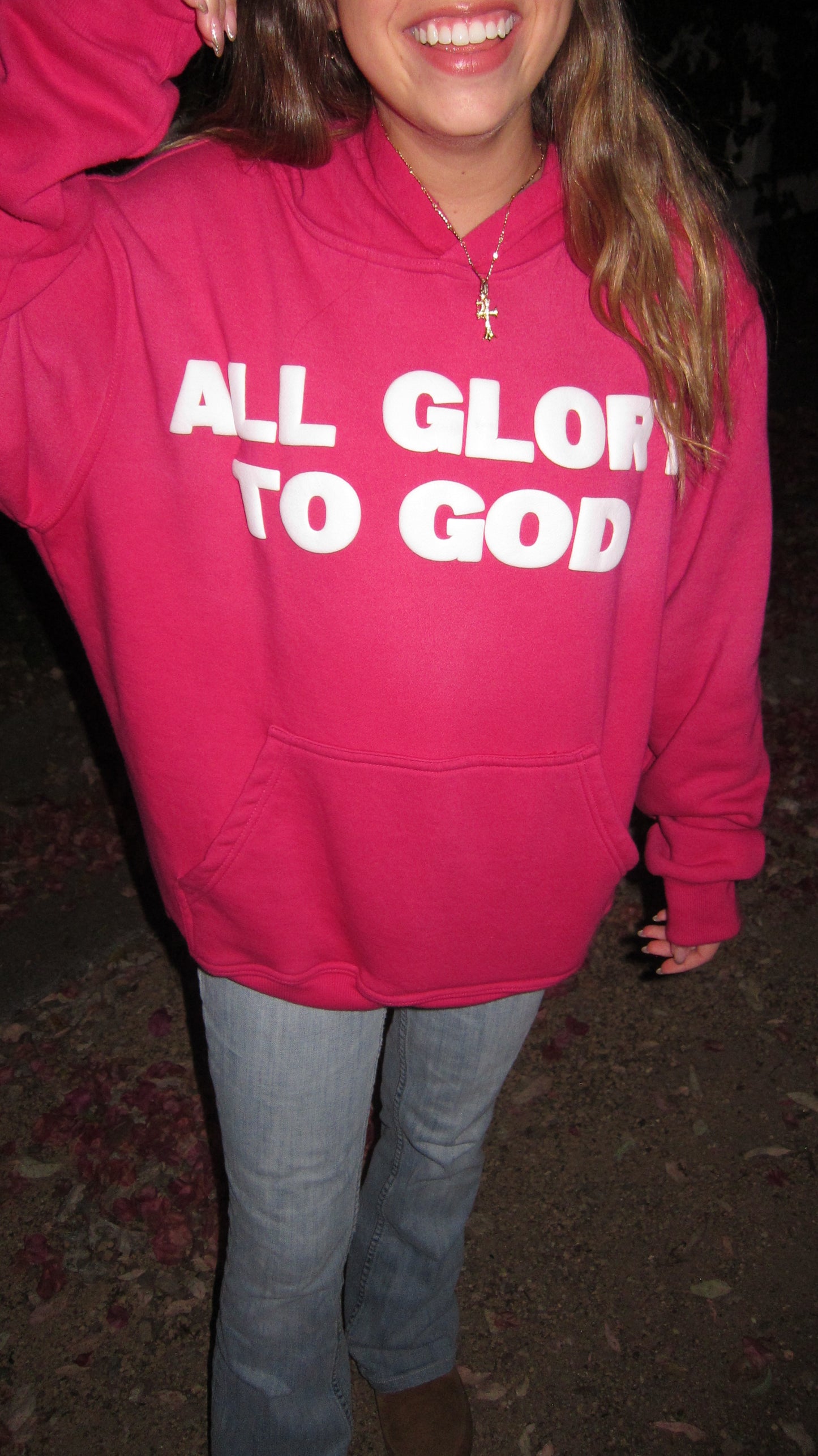 ALL GLORY TO GOD HOODIE PINK