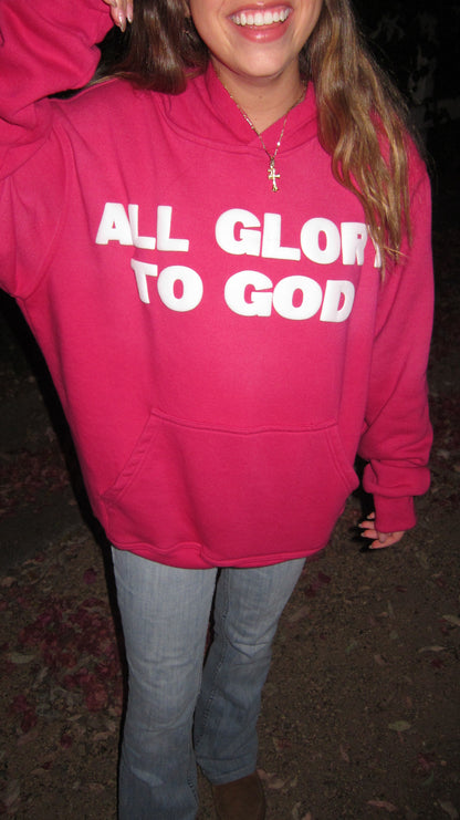 ALL GLORY TO GOD HOODIE PINK