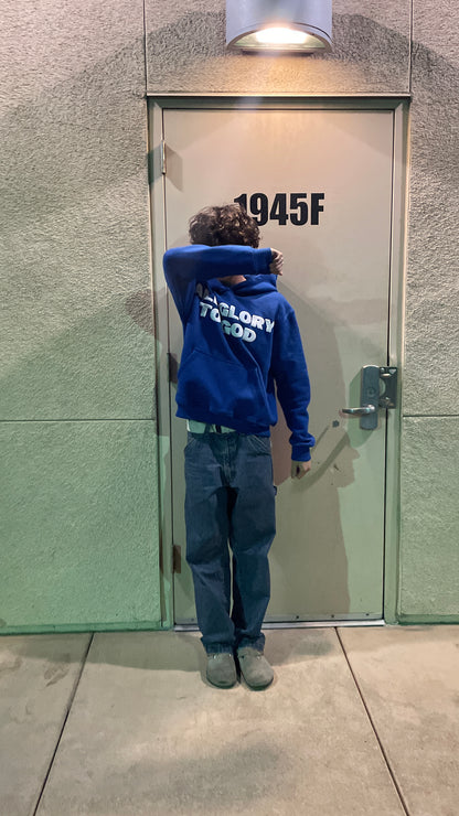 ALL GLORY TO GOD HOODIE BLUE