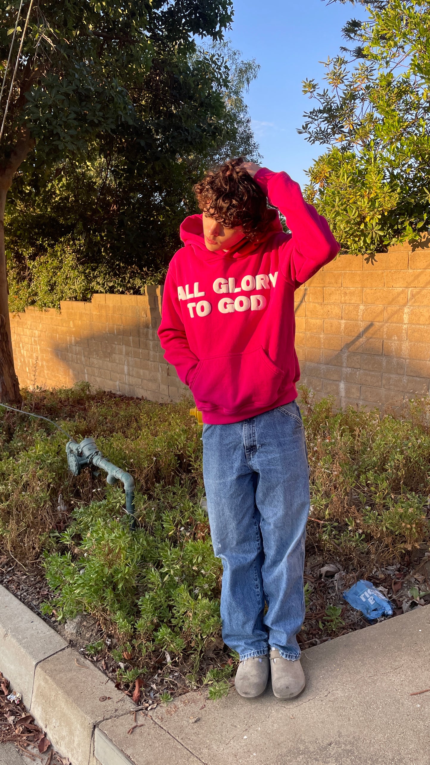 ALL GLORY TO GOD HOODIE PINK