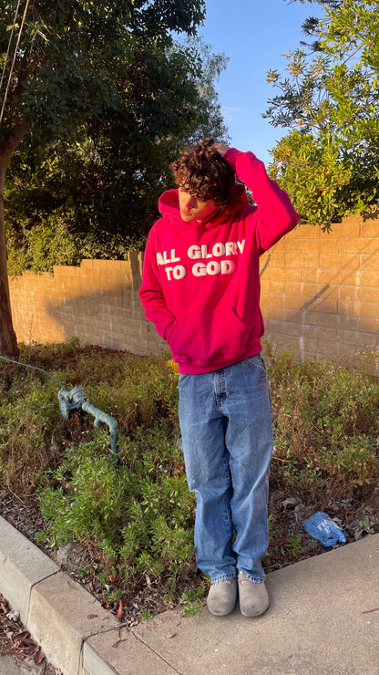 ALL GLORY TO GOD HOODIE PINK