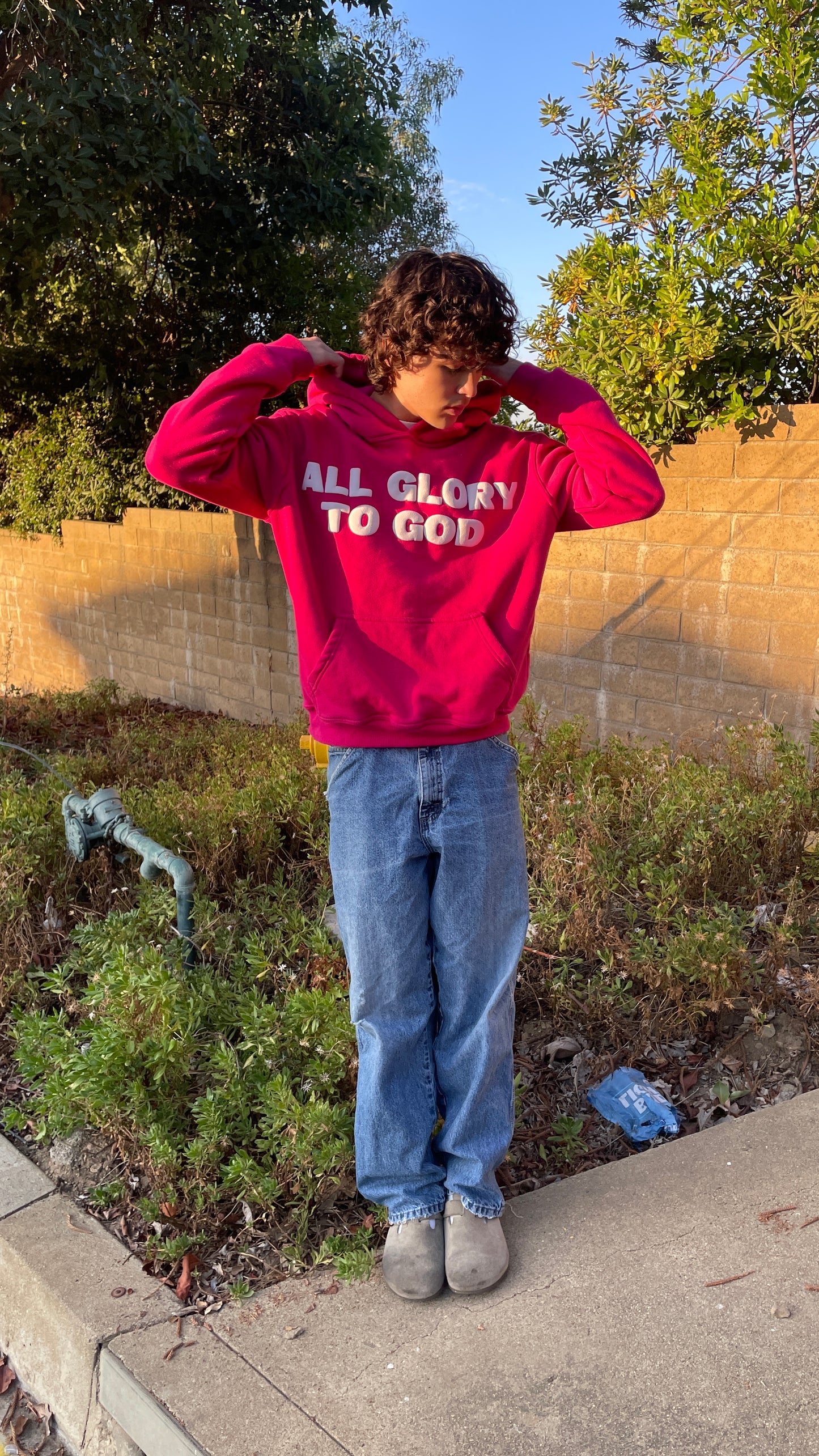 ALL GLORY TO GOD HOODIE PINK