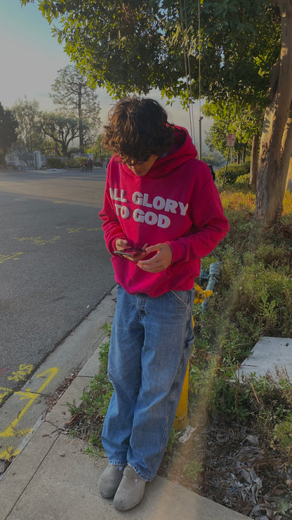 ALL GLORY TO GOD HOODIE PINK