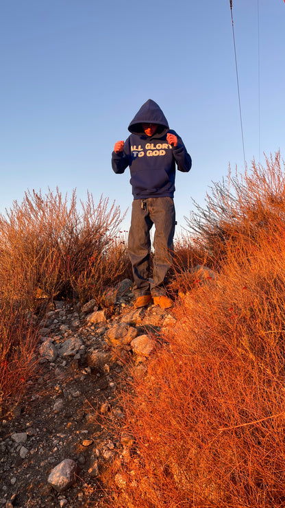 ALL GLORY TO GOD HOODIE BLUE